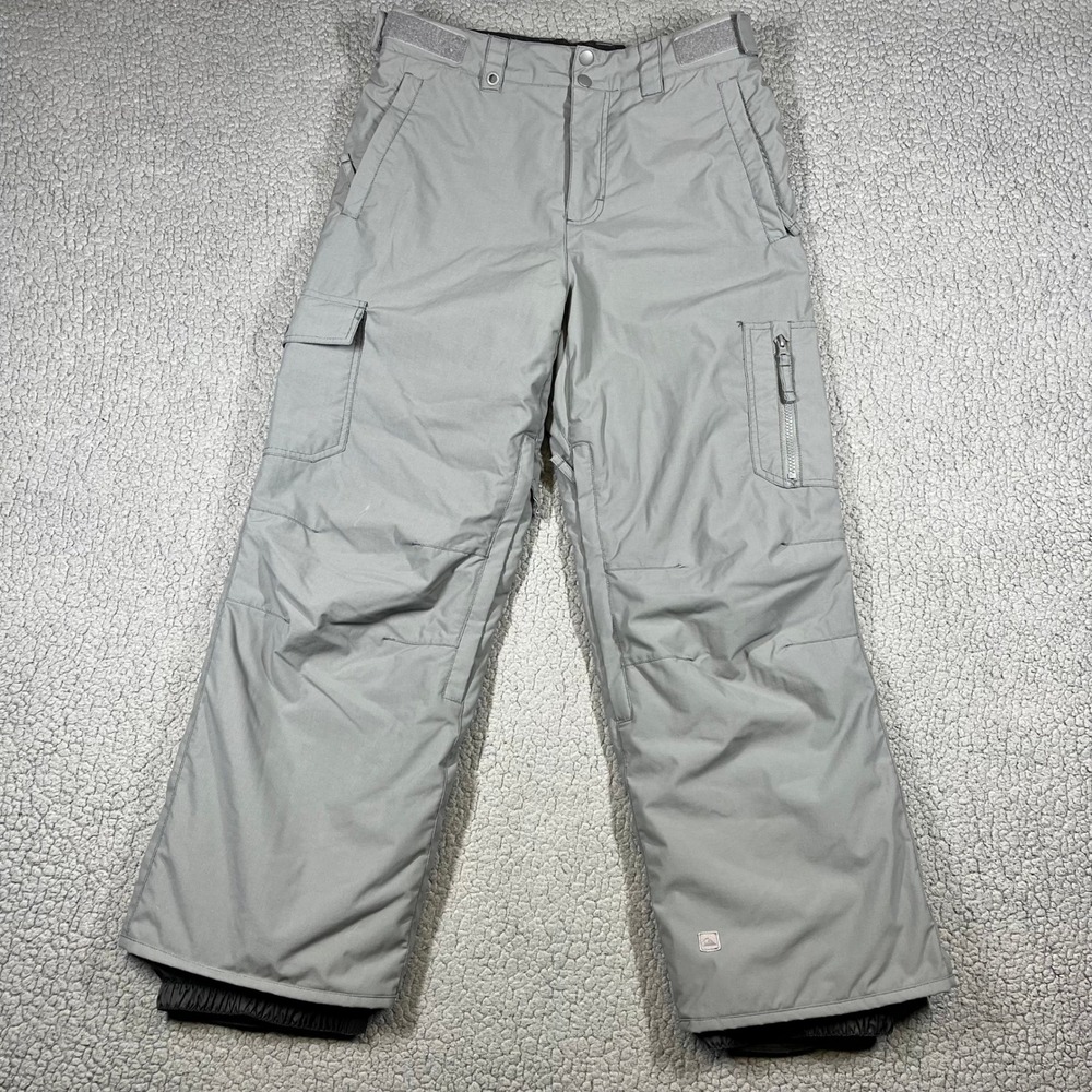Quiksilver Snow Pants Boys 14 Utility Quiktech Relaxed Fit Gray Cargo Winter Ski
